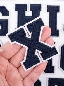 1入組深藍色字母名稱設計熨燙貼片，服裝袋字母貼紙 - 杏色 - 查看 2