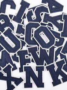 1入組深藍色字母名稱設計熨燙貼片，服裝袋字母貼紙 - 杏色 - 查看 1