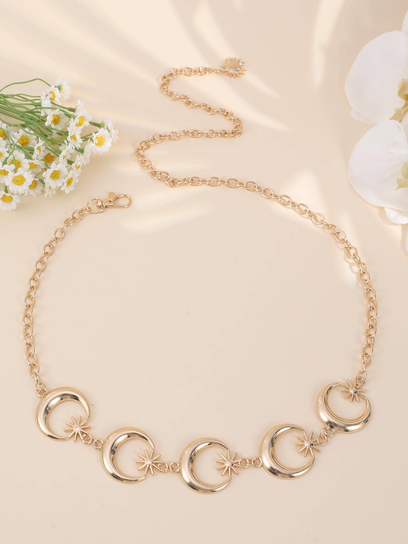 月亮裝飾鏈條腰帶 - 金色 - 查看 1