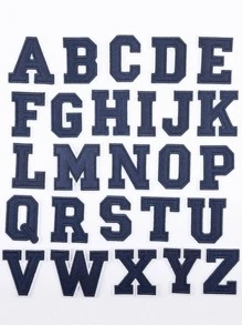 1入組深藍色字母名稱設計熨燙貼片，服裝袋字母貼紙 - 杏色 - 查看 3
