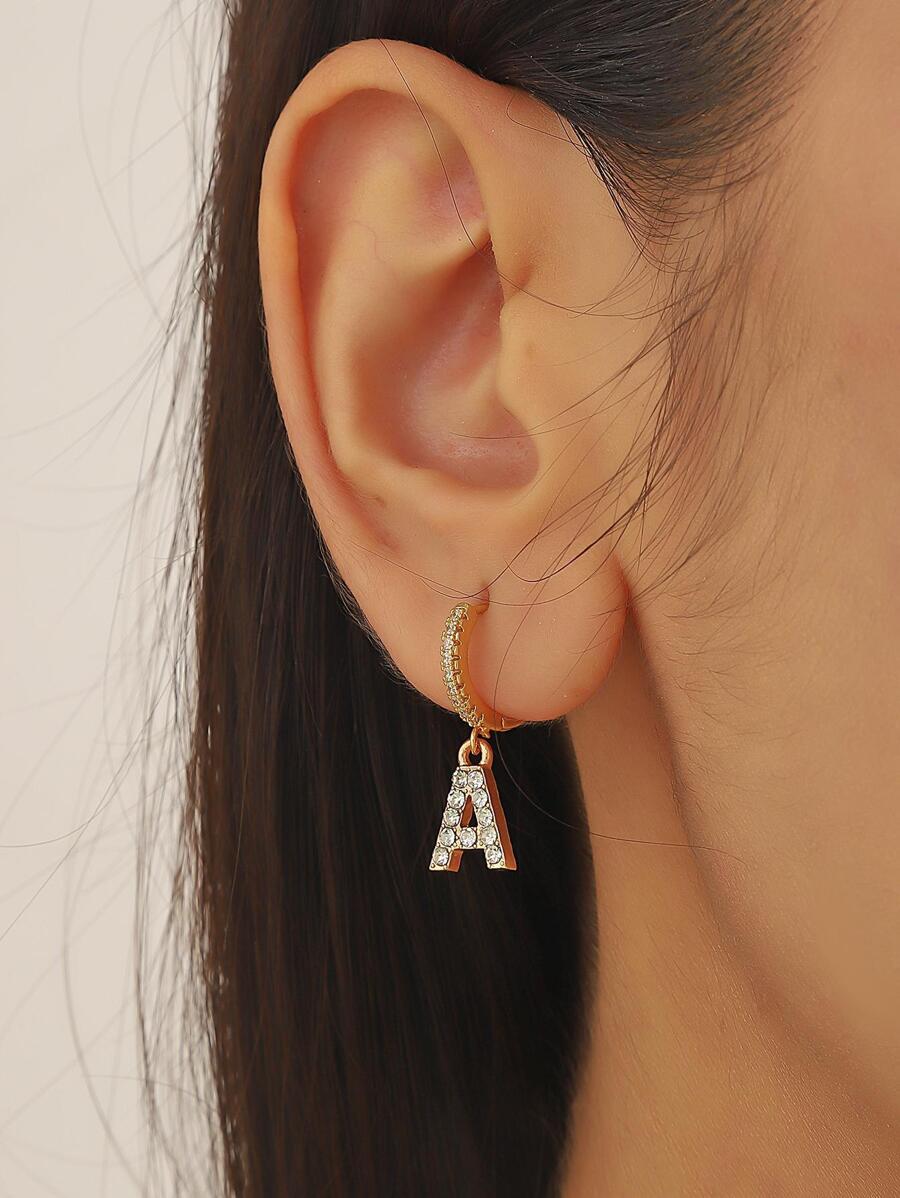 2件套简约时尚26字母耳环，送给女朋友的绝佳生日礼物 - 彩色 - 查看 1