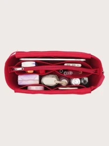 Felt Organizer Bag/Wallet Insert Liner With Zipper, Purse Shaper Suitable For PM, GM, MM Handbags - Red - View 3