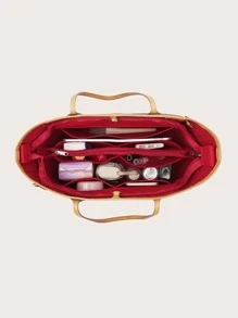 Felt Organizer Bag/Wallet Insert Liner With Zipper, Purse Shaper Suitable For PM, GM, MM Handbags - Red - View 2