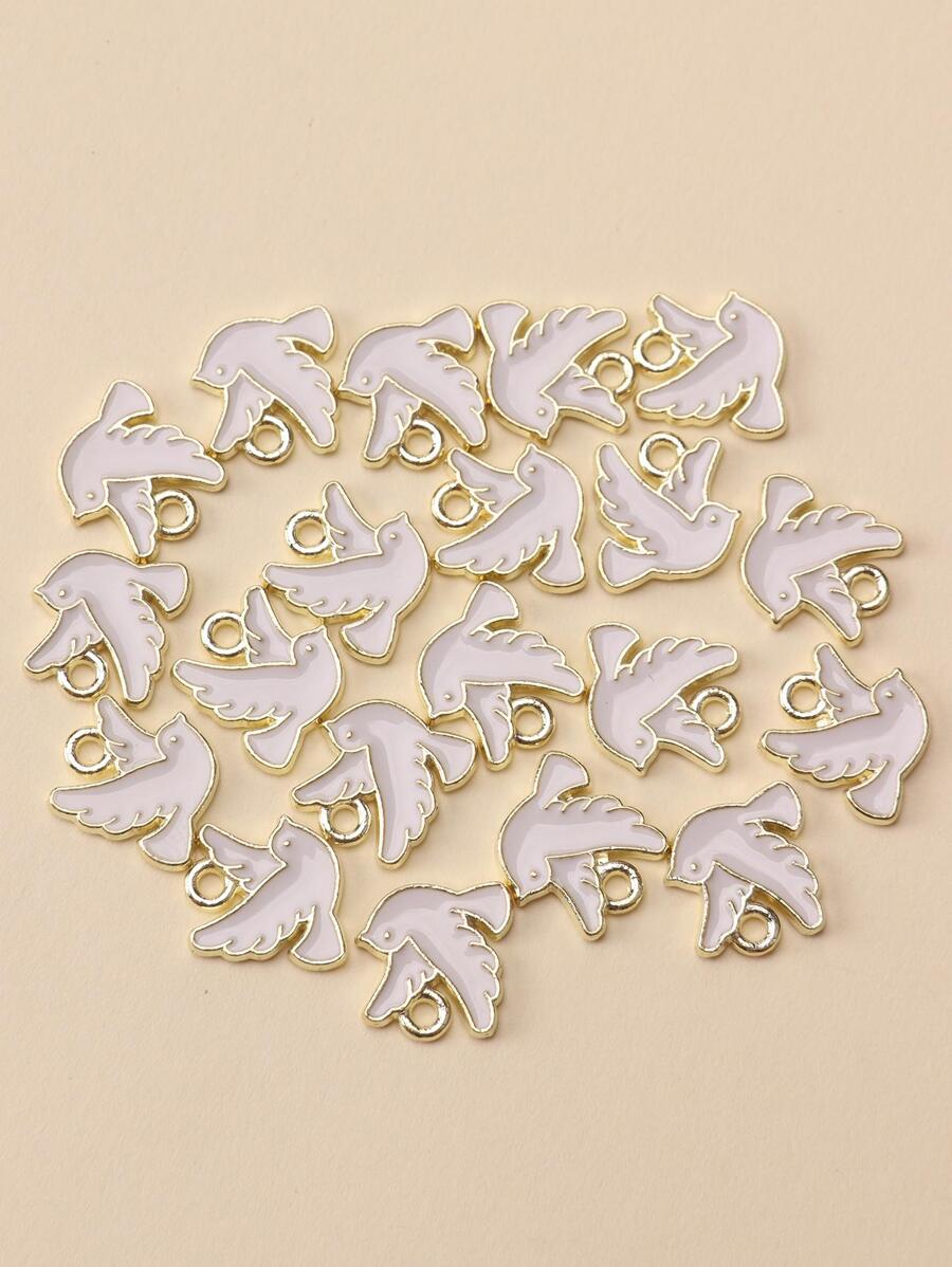 20/50pcs Zinc Alloy Oil Drop Small Pigeon & Animal Decor Accessories For DIY Necklace, Earrings, Keychain, Pendant - White - View 1