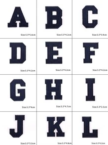 1入組深藍色字母名稱設計熨燙貼片，服裝袋字母貼紙 - 杏色 - 查看 4