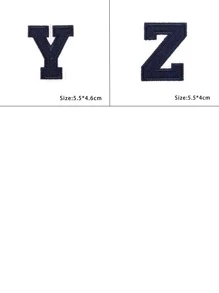 1入組深藍色字母名稱設計熨燙貼片，服裝袋字母貼紙 - 杏色 - 查看 6