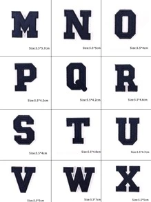 1入組深藍色字母名稱設計熨燙貼片，服裝袋字母貼紙 - 杏色 - 查看 5