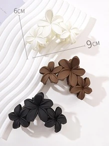 Set de 3 pinzas para el cabello con flores de Plumeria de tamaño mediano y acabado mate, suaves y versátiles para recogidos, clips de cabello, negro, café y blanco, accesorios de cabello casuales, escolares y de verano, clips de mandíbula, sujetadores de cabello, accesorios de cabello para mujer para vacaciones, atuendos de playa - Multicolor - Ver 9
