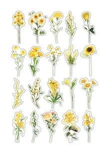 40pcs Flower Pattern Assorted Sticker, Cartoon Multi-purpose Decorative Sticker For DIY Craft, Hand Account Decoration - Multicolor - View 5