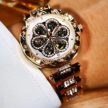 FORSINING 1pc Women Fashion Rose Gold Transparent Skeleton Luxury Flower Rhinestone Dial Top Brand Stainless Steel Strap Elegant Automatic Mechanical Watch Business Casual Ladies Watches Gift - Rose Gold - View 3