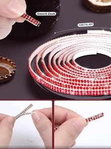 4m * 5mm Bling Tự dính Pha lê Nội thất ô tô Đồ trang trí Hình dán - Đỏ - Xem 2
