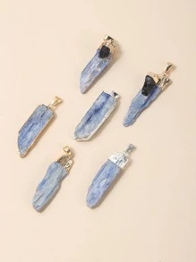 Bohemian Asymmetrical Stone Decor DIY Charm For Women For DIY Jewelry Making - Natural Kyanite Rough Gold Pendant - View 3