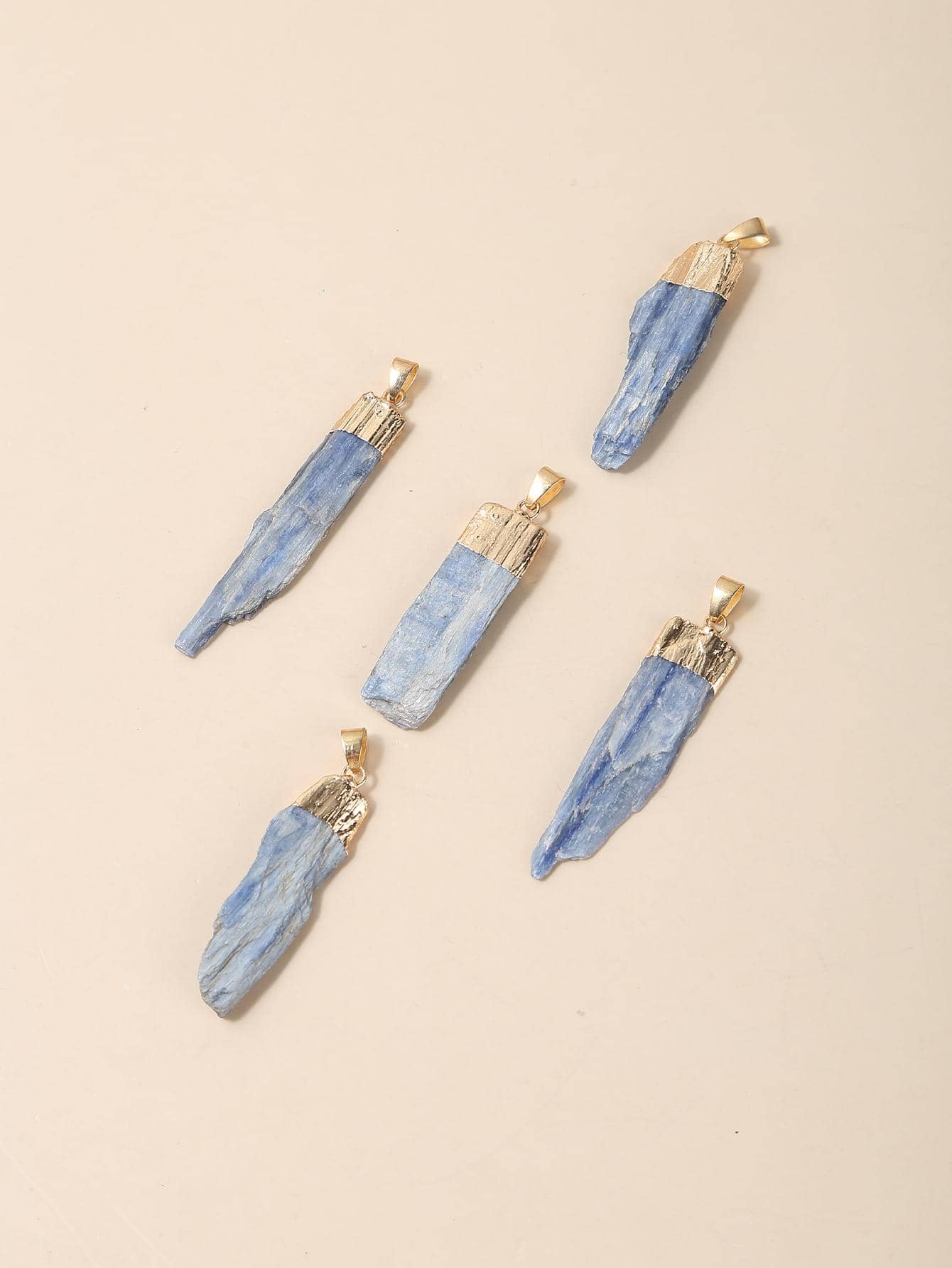 Bohemian Asymmetrical Stone Decor DIY Charm For Women For DIY Jewelry Making - Natural Kyanite Rough Gold Pendant - View 1