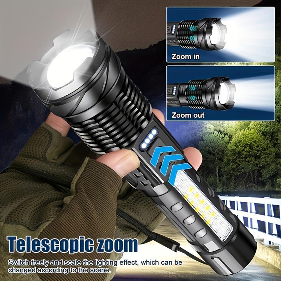 1入組Led手電筒、超亮手電筒、充電手電筒、應急防水手電筒、戶外、家用、露營、遠足 - 彩色 - 查看 1