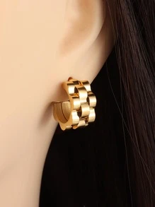 Bông tai vòng tối giản cho nam để có vẻ ngoài sành điệu Quà tặng cho bữa tiệc - Vàng - Xem 4