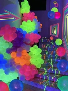 20pcs Latex Decorative Balloon, Modern Mixed Color Glow In The Dark Balloon For Home Decor - Multicolor - View 1