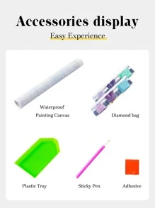 圖形DIY無框鑽石畫，現代塑料DIY無框鑽石畫，用於家居裝飾，禮品 - 彩色 - 查看 7