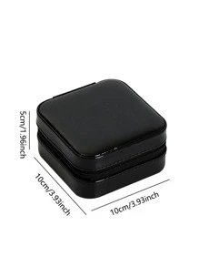 1 Miếng Có thể mang đi chất liệu da PU Hộp thu nạp trang sức Cho du lịch - màu đen - Xem 6