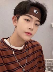 Men Letter Graphic Hair Band - Rust Brown - View 1