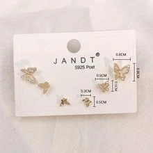 Thời Trang Rhinestone Chi Tiết Bướm Trang Trí Khuyên Tai Cho Phụ Nữ Làm Quà Tặng - Vàng - Xem 5