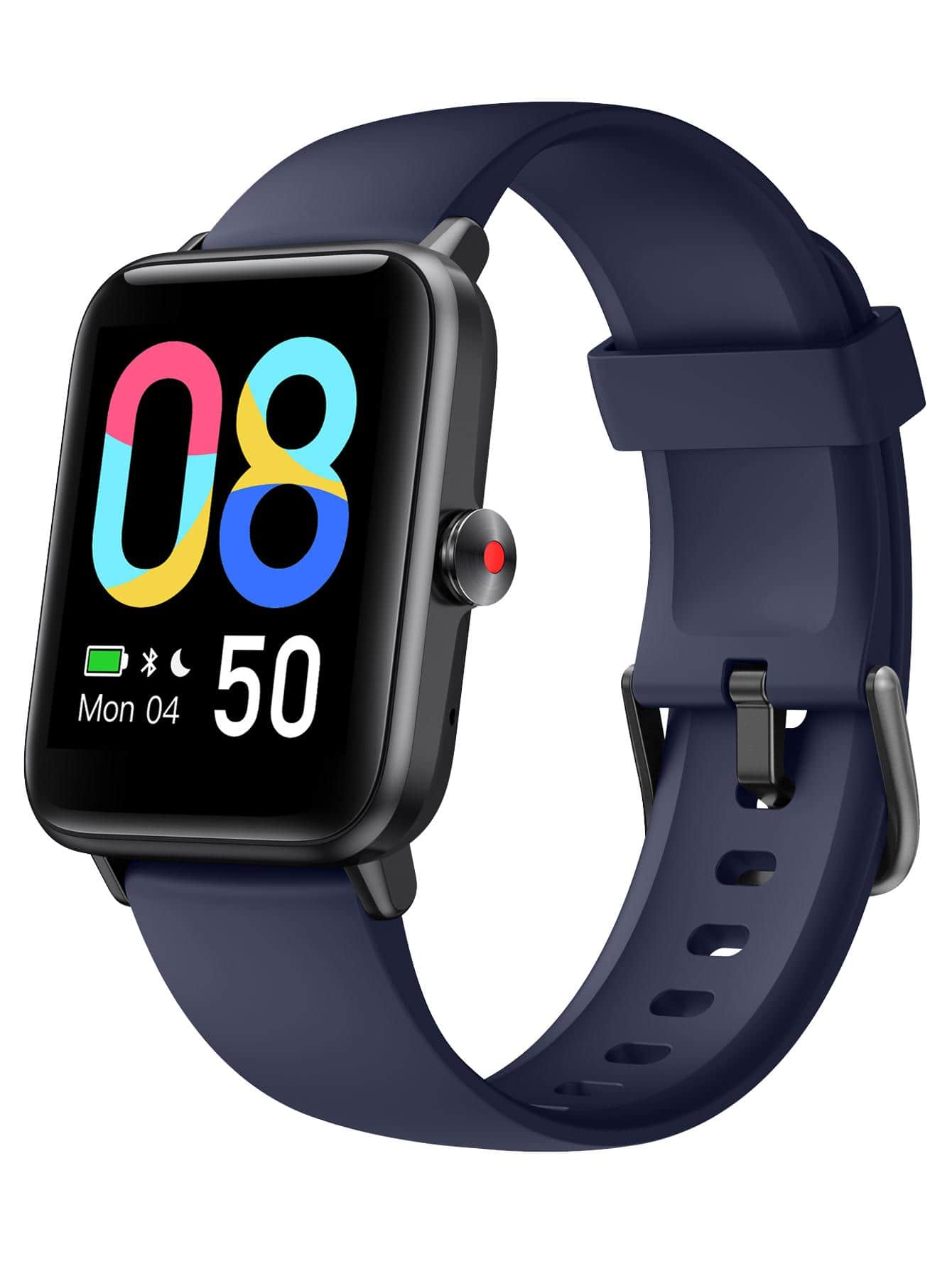 FLYTIK 1pc Men Women Blue Silicone Strap Sporty Date Alarm Sleep Tracking Heart Rate Monitoring Square Dial Smart Watch, Compatible With Androids iPhone - Blue - View 1