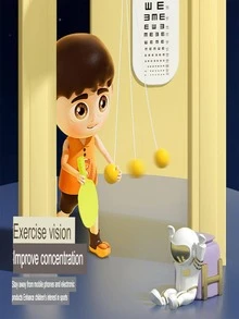 Indoor Hanging Self-training Table Tennis Trainer Set - Yellow - View 3