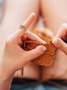 Móc đan len có dây đeo, móc trang sức cá nhân hóa, chỉ len, có thể điều chỉnh độ mở, dùng để đan ngón tay. - Đồng - Xem 3