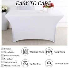 4 Pack Solid Color Spandex Table Cover Table Cloth For Folding Tables Fitted Rectangular Tablecover Washable Wrinkle Resistant Polyester Stretch Black Tablecloth Protector For Wedding Banquet Party - trắng - Xem 4