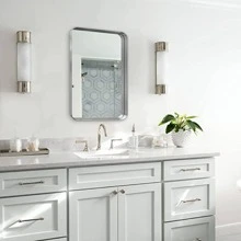 ANDY STAR Bathroom Mirror for Wall, Metal Rounded Corner Rectangle Mirror, Wall Mirror in Stainless Steel Metal Frame, 2" Deep Set Design Hangs Horizontal Or Vertical - Brushed Nickle - View 1