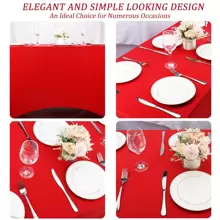 4 Pack Solid Color Spandex Table Cover Table Cloth For Folding Tables Fitted Rectangular Tablecover Washable Wrinkle Resistant Polyester Stretch Black Tablecloth Protector For Wedding Banquet Party - Red - View 3