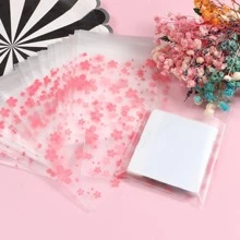 100pcs/set Plastic Gift Bag, Modern Floral Pattern Clear Gift Wrapping Bag For Party - Multicolor - View 1