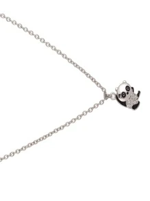 1入組可愛貓熊形狀吊墜時尚女性鎖骨項鍊首飾類 - 銀色 - 查看 4