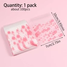 100pcs/set Plastic Gift Bag, Modern Floral Pattern Clear Gift Wrapping Bag For Party - Multicolor - View 2