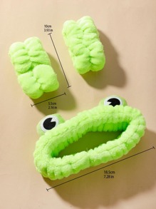 3 件套卡通青蛙图案沐浴头带和沐浴腕带家居浴室装饰返校 - 綠色 - 查看 7