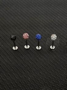 4入組身體穿刺珠寶水晶球唇環 - 彩色 - 查看 1