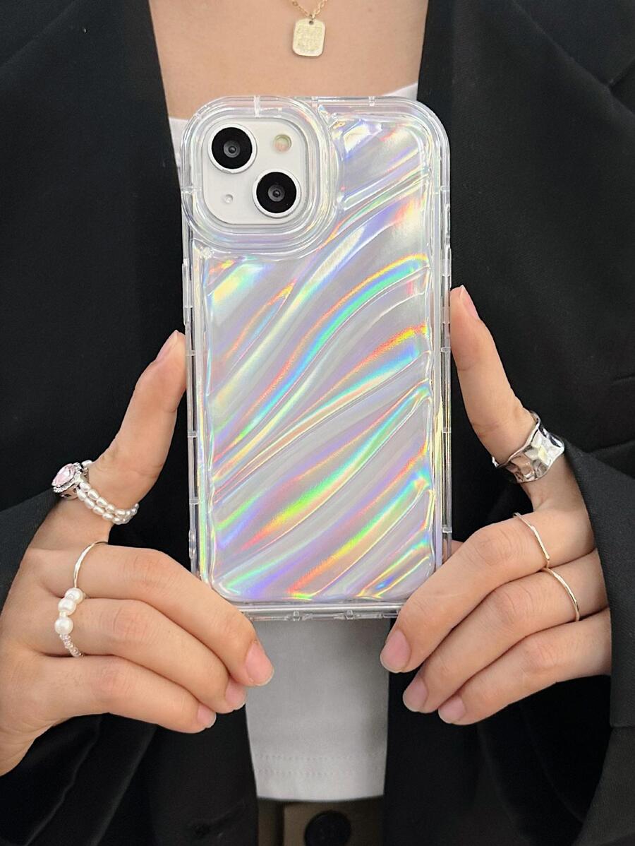 1 Pieza Funda Para Teléfono De Alta Calidad Y Minimalista Con Orificio De Cámara Y Lentejuelas Brillantes, Compatible Con Iphone - transparente - Ver 1