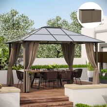 Outsunny 10' x 12' Universal Gazebo Sidewall Set with 4 Panels, Hooks/C-Rings Included for Pergolas & Cabanas - màu nâu - Xem 2