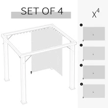 Outsunny 10' x 12' Universal Gazebo Sidewall Set with 4 Panels, Hooks/C-Rings Included for Pergolas & Cabanas - màu nâu - Xem 8