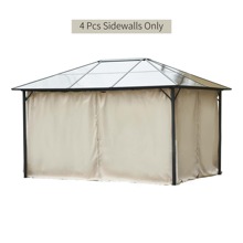 Outsunny 10' x 12' Universal Gazebo Sidewall Set with 4 Panels, Hooks/C-Rings Included for Pergolas & Cabanas - Beige - View 9