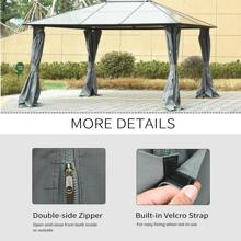 Outsunny 10' x 12' Universal Gazebo Sidewall Set with 4 Panels, Hooks/C-Rings Included for Pergolas & Cabanas - Dark Grey - View 6