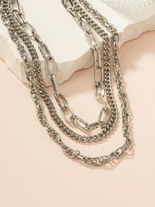 Vòng cổ chuỗi lớp tối giản - Bạc - Xem 3