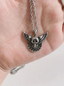 Skull Pendant Necklace - Multicolor - View 3