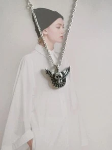 Skull Pendant Necklace - Multicolor - View 2