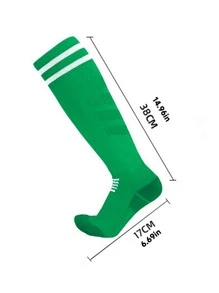 男女適用足球運動過膝高筒襪,運動壓縮長襪透氣且防滑 - 綠色 - 查看 6