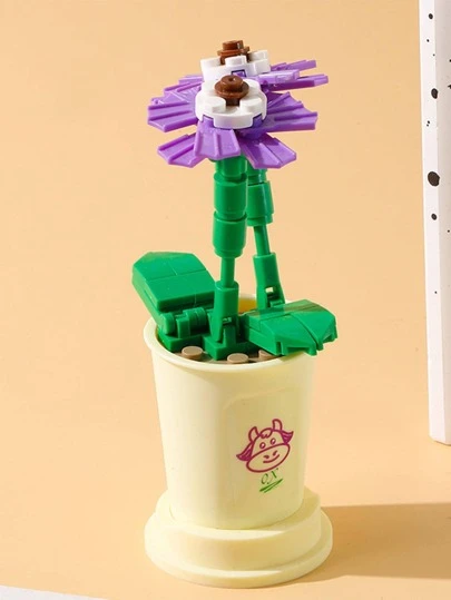 1入組塑料成人積木，家居趣味花卉設計積木