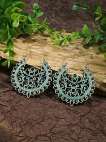 TopHanqi 3對/套復古風格幾何形狀古銅色合金耳環,日常穿著,街頭風,四首飾配件適合女士 - 銅色 - 查看 3