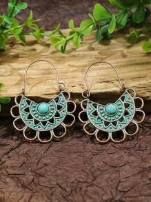 TopHanqi 3對/套復古風格幾何形狀古銅色合金耳環,日常穿著,街頭風,四首飾配件適合女士 - 銅色 - 查看 2