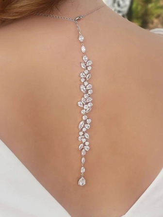 Rhinestone Decor Y Lariat Necklace Elegant Party Halloween