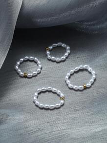 人造珍珠串珠圓環 - 白色 - 查看 9