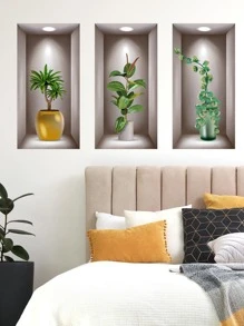 3入組植物圖案牆創意PVC防水牆貼墻面裝飾